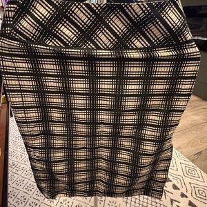 J. Crew Black and Cream Plaid Pencil Skirt